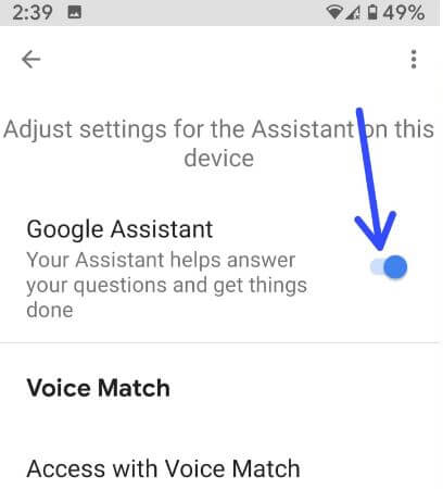 Come disattivare Google Assistant Android 9