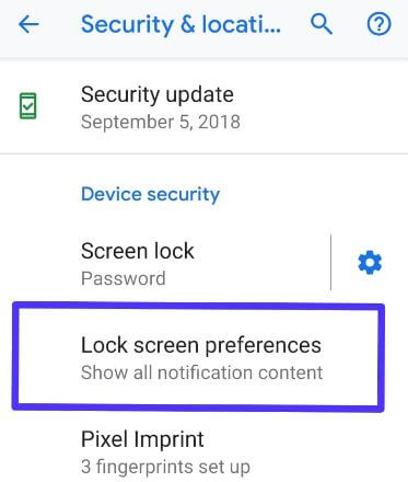 Modifica le impostazioni di Android delle notifiche per la schermata di blocco