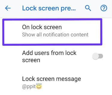 Nascondi le notifiche sensibili dalla schermata di blocco di Android 9 Pie