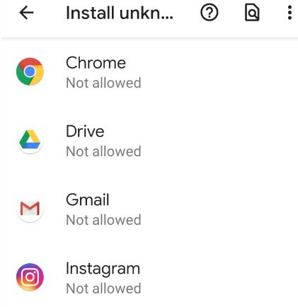 Consenti l'installazione da fonti sconosciute Android 9