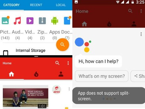 Problemi con lo schermo diviso Android non funzionante