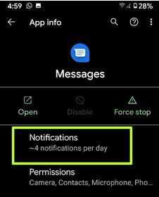 Disattiva le notifiche di testo sul tuo telefono Android