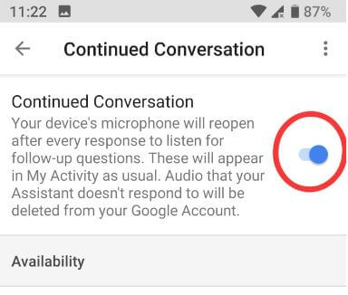 Come abilitare le conversazioni continue per l'assistente Google in Android