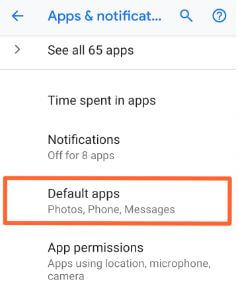 Cambia l'app di messaggistica predefinita di Pixel 3