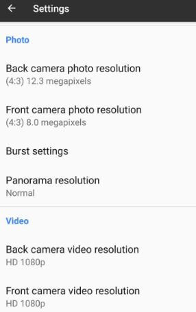 Impostazioni di risoluzione di foto e video di Google Pixel