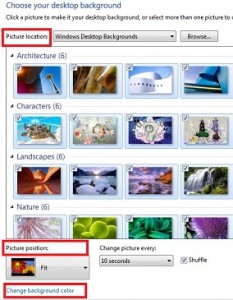 cambia lo sfondo del desktop Windows 7